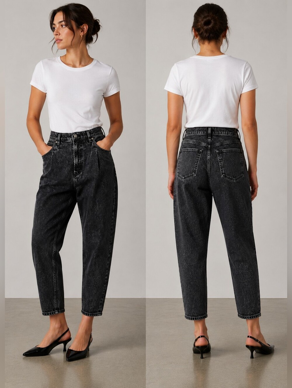 Abercrombie 80s Mom Jeans Ultra High Rise Black Acid Wash Denim 30/10